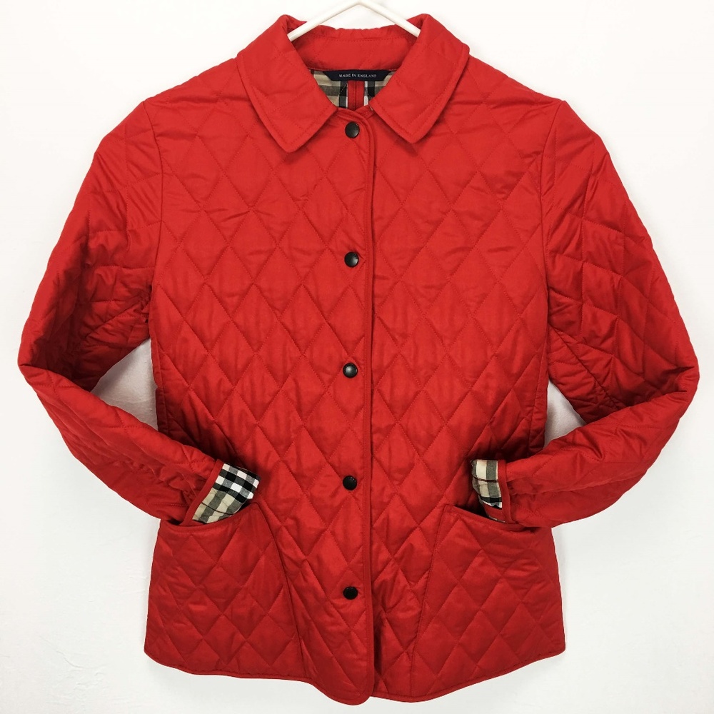 Burberry London Quilted Nova Check Red Jacket